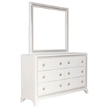 Cassie Illuminating Glam Dresser and Mirror, Shimmering Pearl Finish from Steve Silver - Luna Furniture