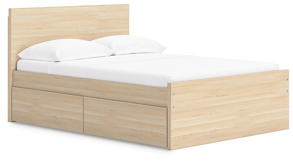 Onita Natural Full Panel Platform Bed with 1 Side Storage from Ashley Furniture - Luna Furniture