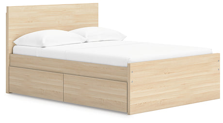 Onita Natural Full Panel Platform Bed with 1 Side Storage from Ashley Furniture - Luna Furniture