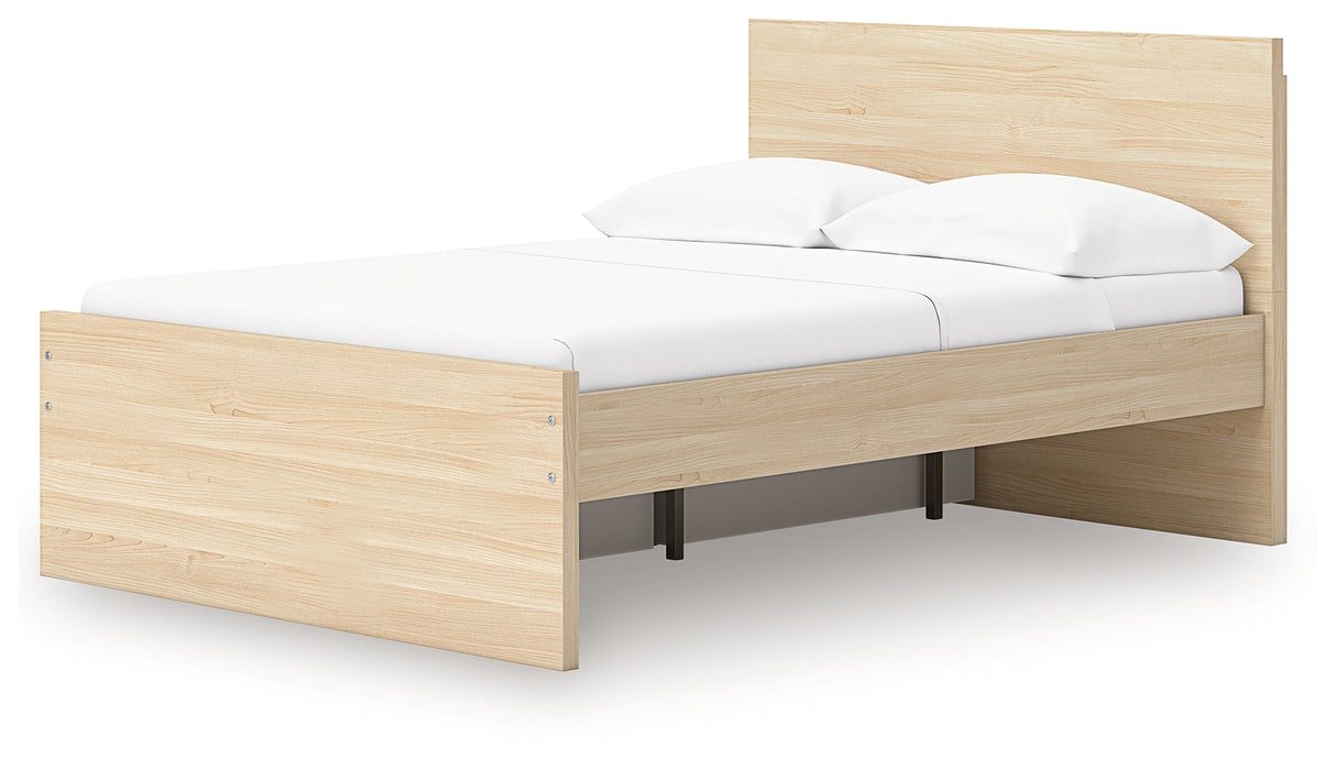 Onita Natural Full Panel Platform Bed with 1 Side Storage from Ashley Furniture - Luna Furniture
