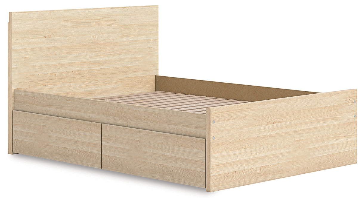 Onita Natural Full Panel Platform Bed with 1 Side Storage from Ashley Furniture - Luna Furniture