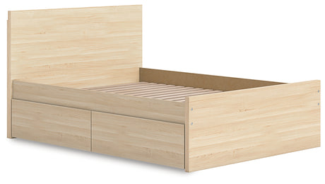 Onita Natural Full Panel Platform Bed with 1 Side Storage from Ashley Furniture - Luna Furniture