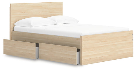 Onita Natural Full Panel Platform Bed with 1 Side Storage from Ashley Furniture - Luna Furniture