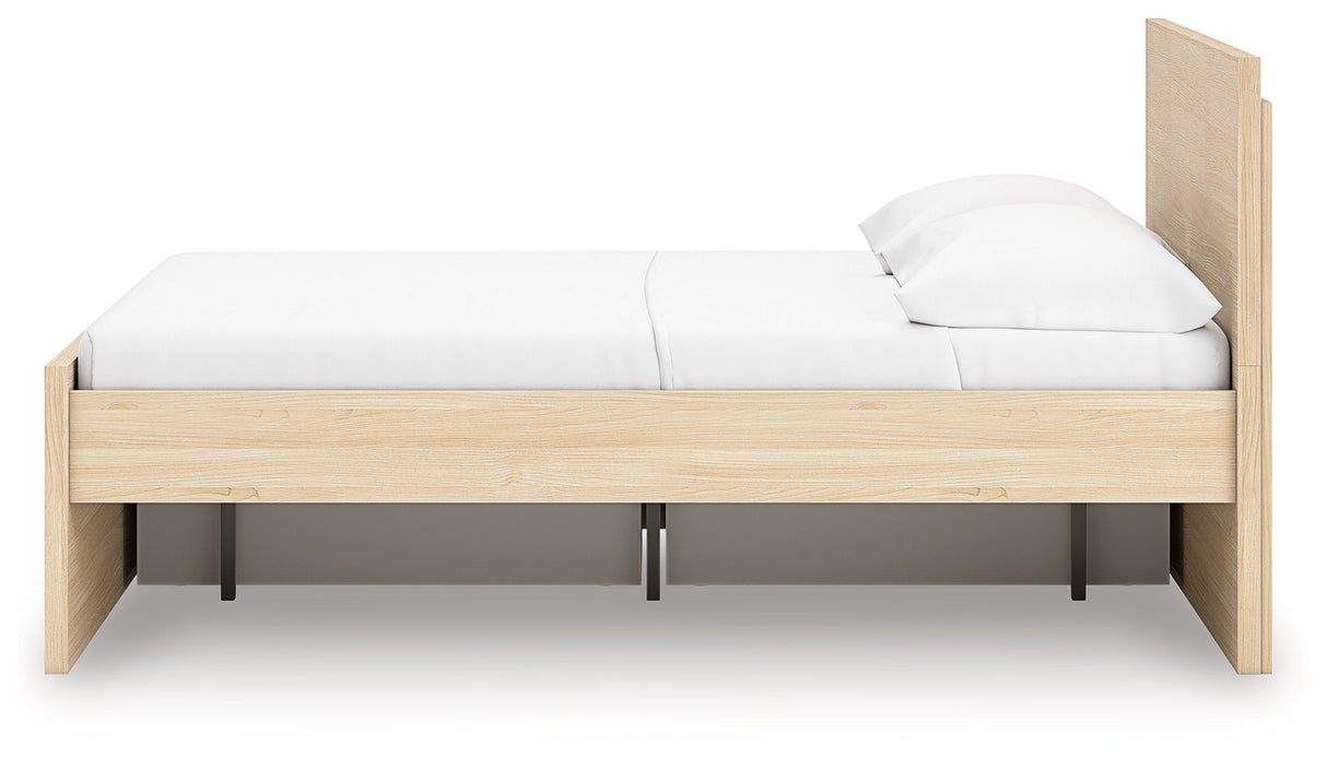Onita Natural Full Panel Platform Bed with 1 Side Storage from Ashley Furniture - Luna Furniture