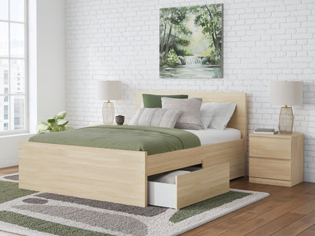 Onita Natural Full Panel Platform Bed with 2 Side Storage from Ashley Furniture - Luna Furniture