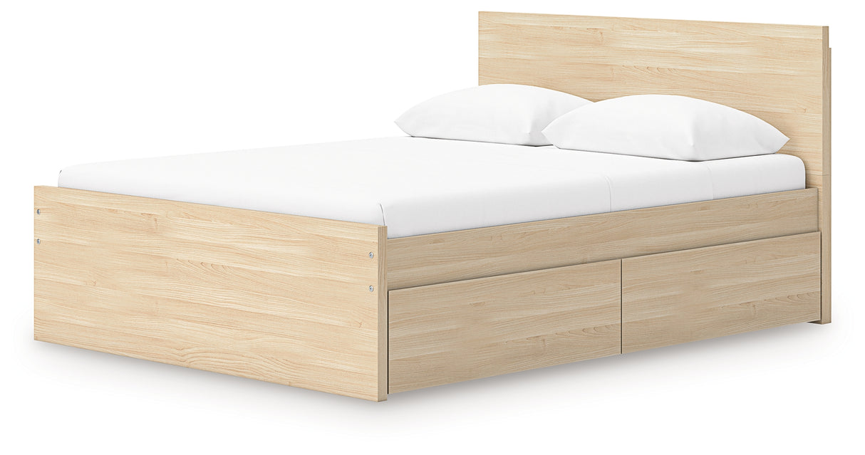 Onita Natural Full Panel Platform Bed with 2 Side Storage from Ashley Furniture - Luna Furniture