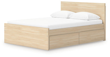 Onita Natural Full Panel Platform Bed with 2 Side Storage from Ashley Furniture - Luna Furniture