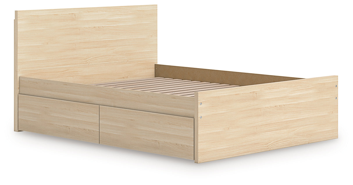 Onita Natural Full Panel Platform Bed with 2 Side Storage from Ashley Furniture - Luna Furniture