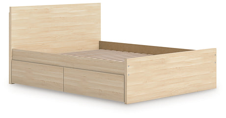 Onita Natural Full Panel Platform Bed with 2 Side Storage from Ashley Furniture - Luna Furniture