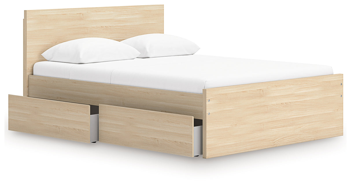Onita Natural Full Panel Platform Bed with 2 Side Storage from Ashley Furniture - Luna Furniture
