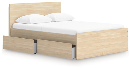 Onita Natural Full Panel Platform Bed with 2 Side Storage from Ashley Furniture - Luna Furniture
