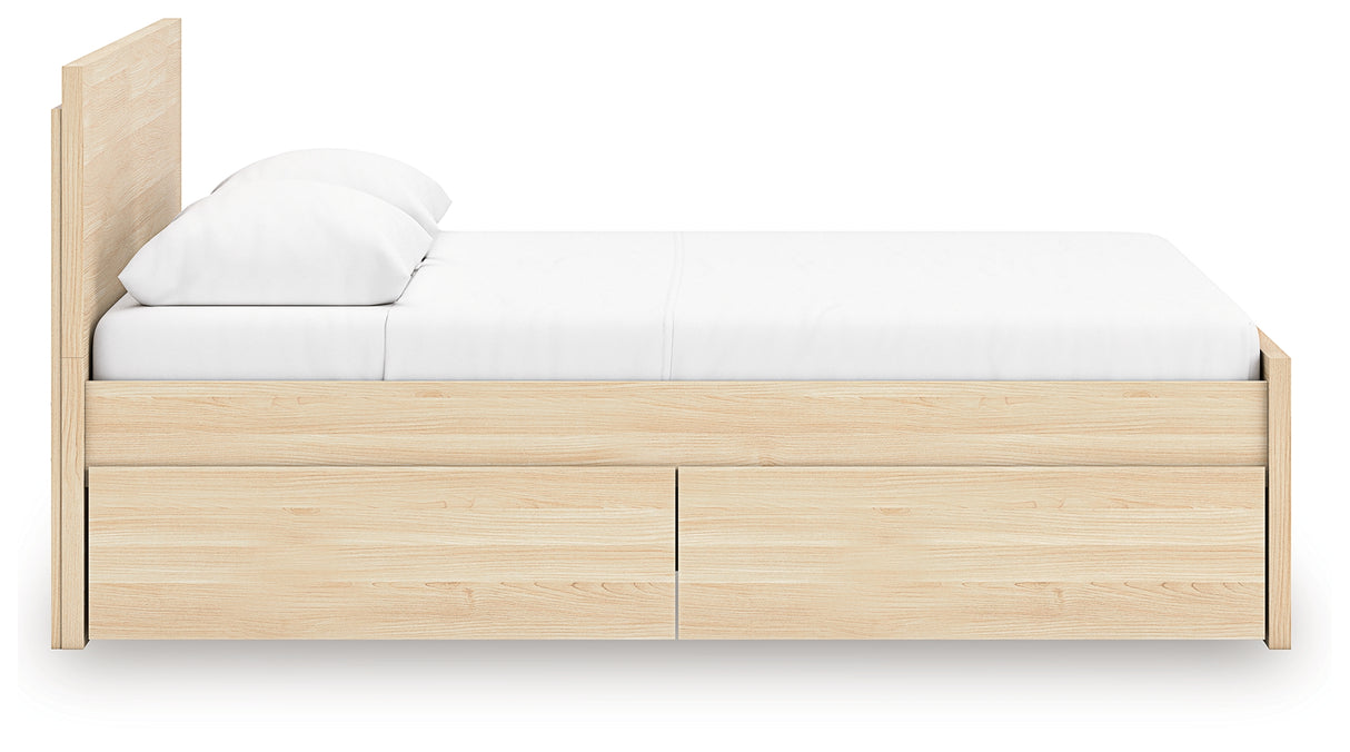 Onita Natural Full Panel Platform Bed with 2 Side Storage from Ashley Furniture - Luna Furniture