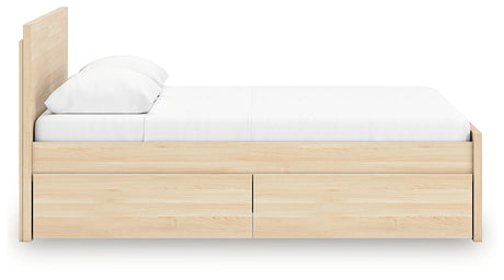 Onita Natural Full Panel Platform Bed with 2 Side Storage from Ashley Furniture - Luna Furniture