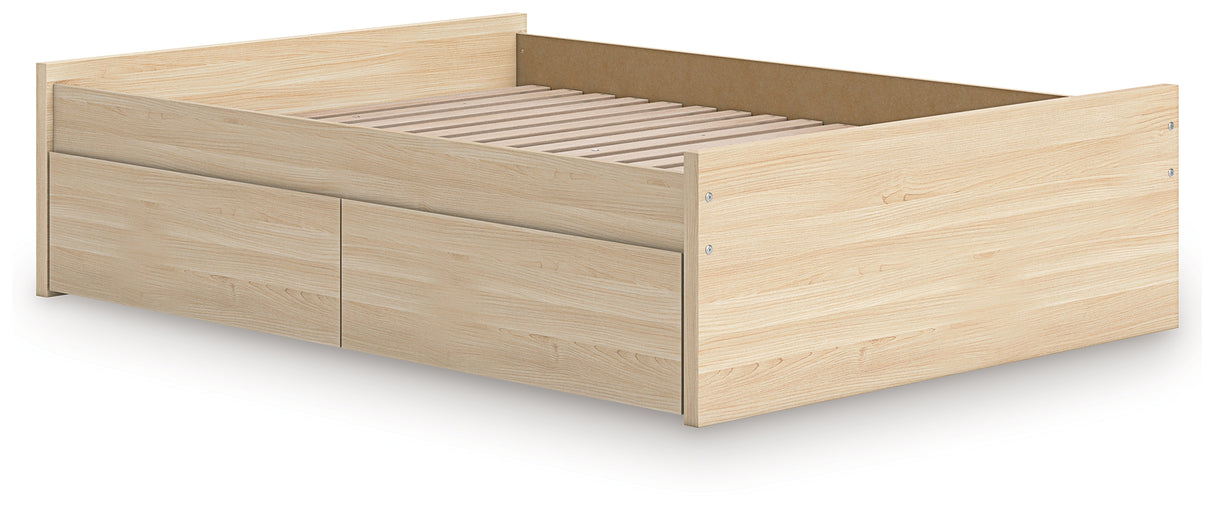 Onita Natural Full Platform Bed with 1 Side Storage from Ashley Furniture - Luna Furniture