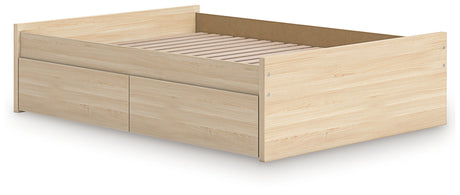 Onita Natural Full Platform Bed with 1 Side Storage from Ashley Furniture - Luna Furniture
