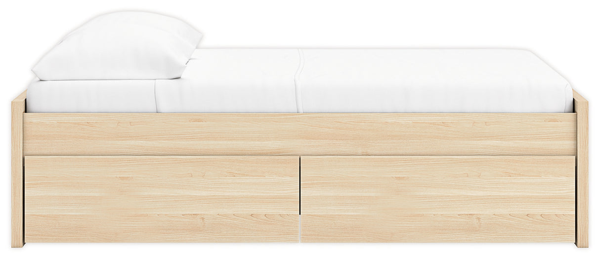 Onita Natural Full Platform Bed with 1 Side Storage from Ashley Furniture - Luna Furniture