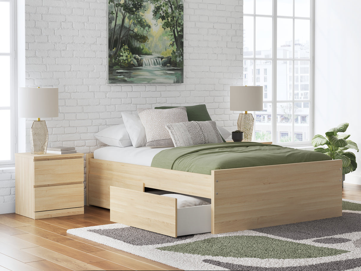 Onita Natural Full Platform Bed with 2 Side Storage from Ashley Furniture - Luna Furniture
