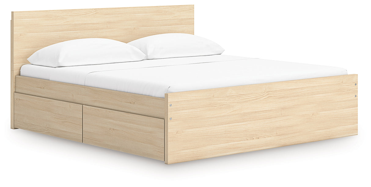 Onita Natural King Panel Platform Bed with 2 Side Storage from Ashley Furniture - Luna Furniture