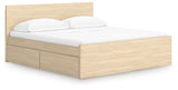 Onita Natural King Panel Platform Bed with 2 Side Storage from Ashley Furniture - Luna Furniture
