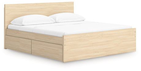 Onita Natural King Panel Platform Bed with 2 Side Storage from Ashley Furniture - Luna Furniture