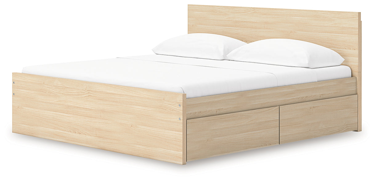 Onita Natural King Panel Platform Bed with 2 Side Storage from Ashley Furniture - Luna Furniture