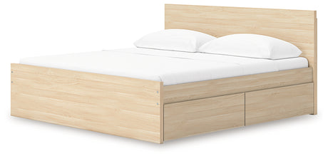 Onita Natural King Panel Platform Bed with 2 Side Storage from Ashley Furniture - Luna Furniture