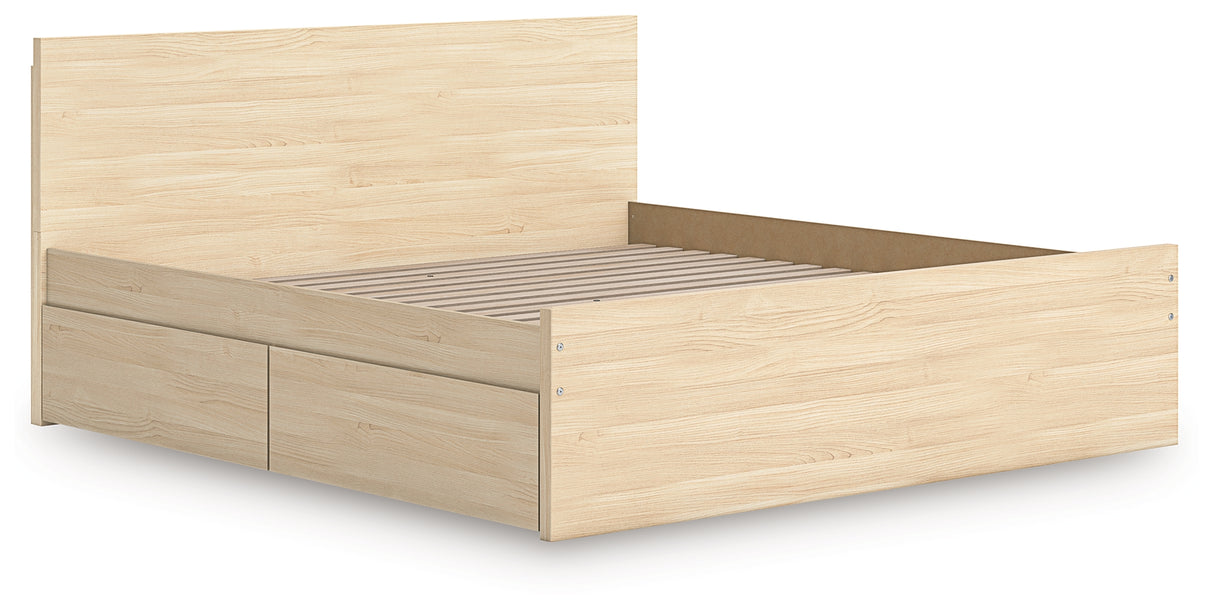 Onita Natural King Panel Platform Bed with 2 Side Storage from Ashley Furniture - Luna Furniture