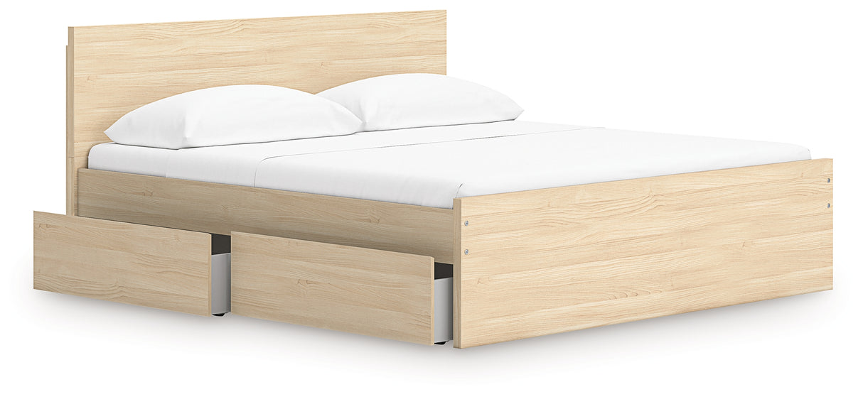 Onita Natural King Panel Platform Bed with 2 Side Storage from Ashley Furniture - Luna Furniture