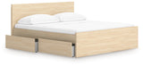 Onita Natural King Panel Platform Bed with 2 Side Storage from Ashley Furniture - Luna Furniture