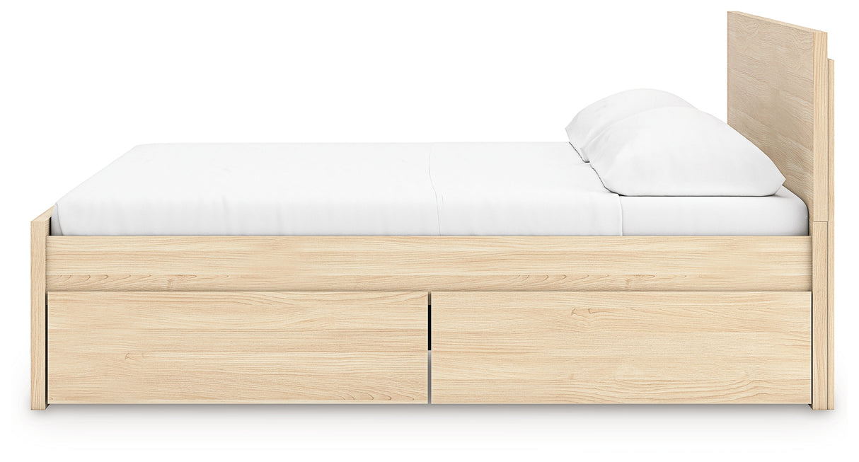 Onita Natural King Panel Platform Bed with 2 Side Storage from Ashley Furniture - Luna Furniture