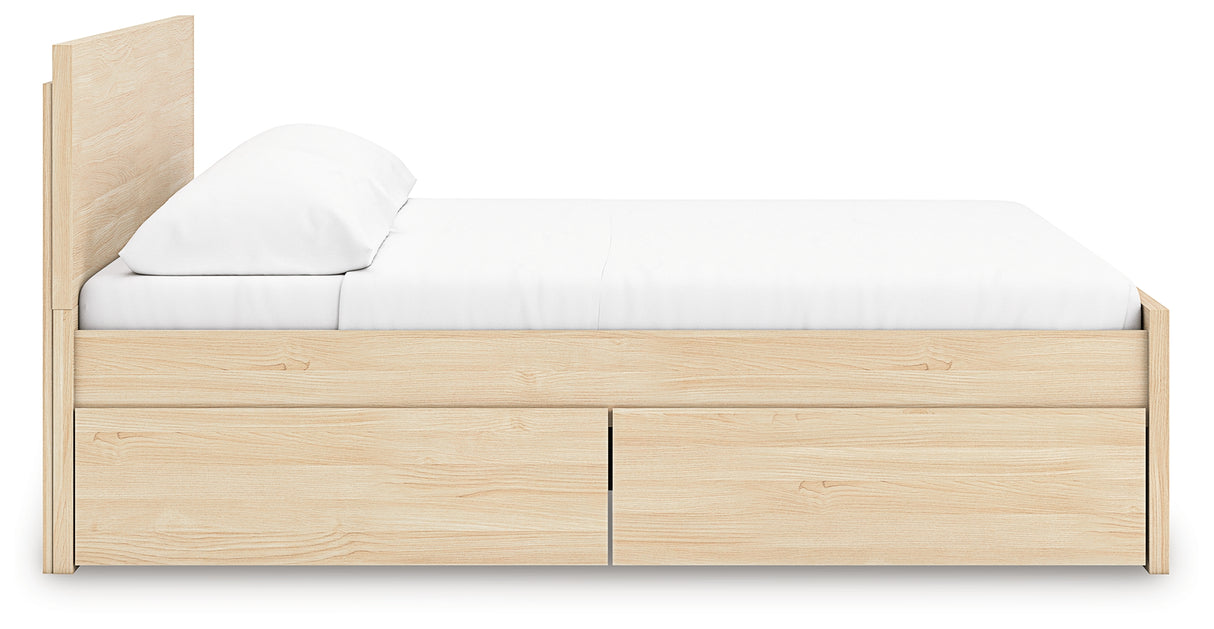 Onita Natural King Panel Platform Bed with 2 Side Storage from Ashley Furniture - Luna Furniture