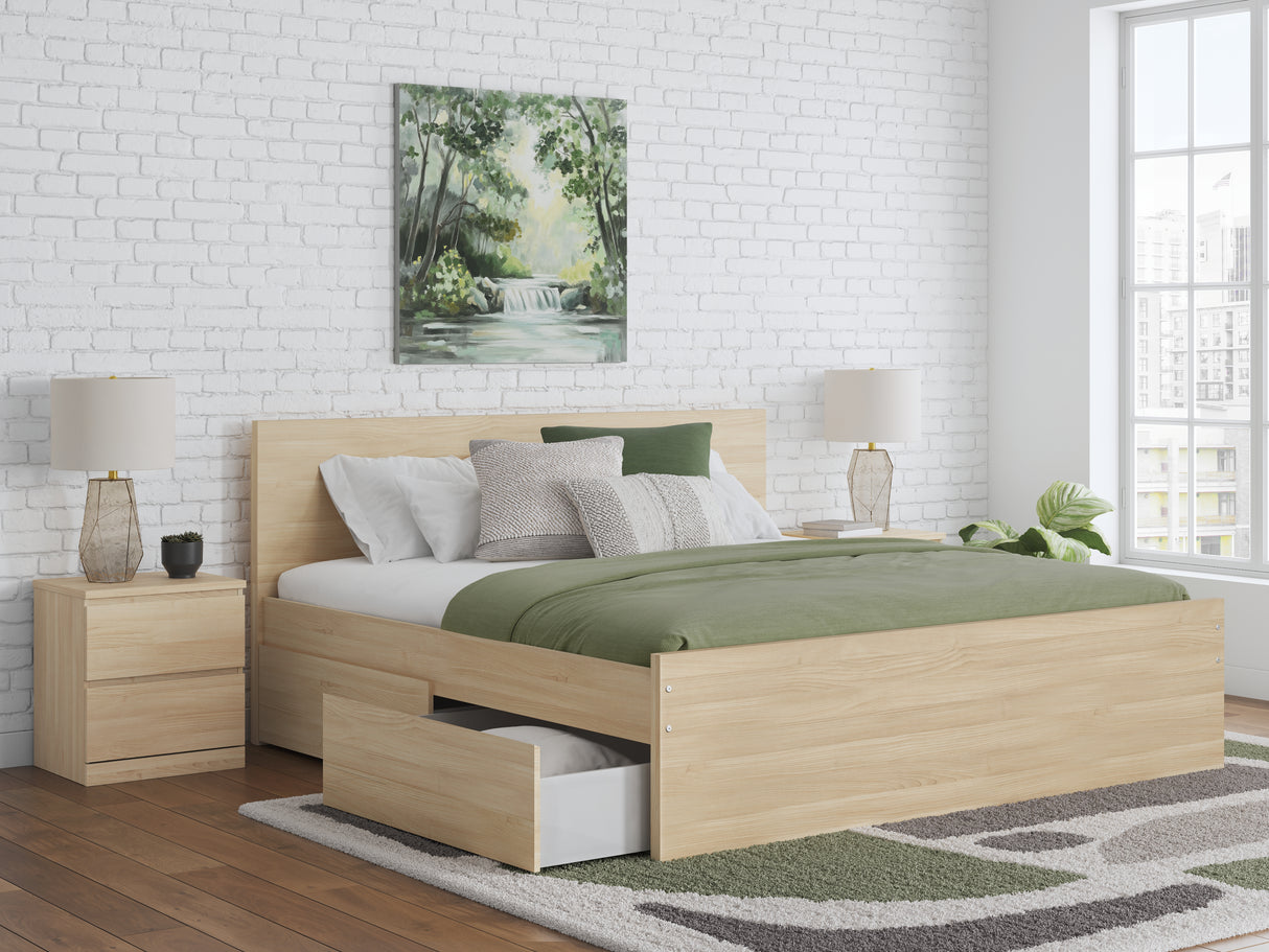 Onita Natural King Panel Platform Bed with Storage from Ashley Furniture - Luna Furniture