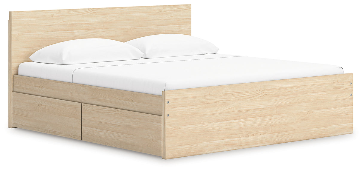 Onita Natural King Panel Platform Bed with Storage from Ashley Furniture - Luna Furniture