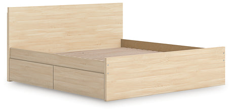 Onita Natural King Panel Platform Bed with Storage from Ashley Furniture - Luna Furniture