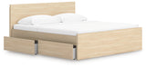 Onita Natural King Panel Platform Bed with Storage from Ashley Furniture - Luna Furniture