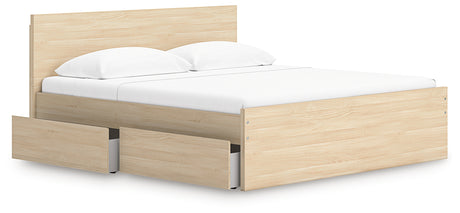 Onita Natural King Panel Platform Bed with Storage from Ashley Furniture - Luna Furniture