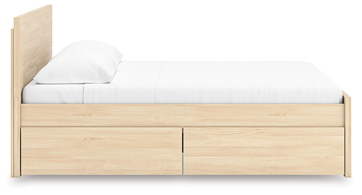 Onita Natural King Panel Platform Bed with Storage from Ashley Furniture - Luna Furniture