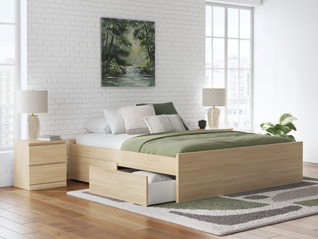 Onita Natural King Platform Bed with 1 Side Storage from Ashley Furniture - Luna Furniture