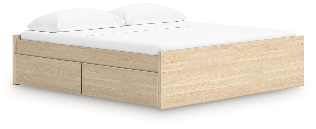 Onita Natural King Platform Bed with 1 Side Storage from Ashley Furniture - Luna Furniture