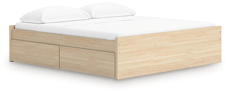 Onita Natural King Platform Bed with 1 Side Storage from Ashley Furniture - Luna Furniture