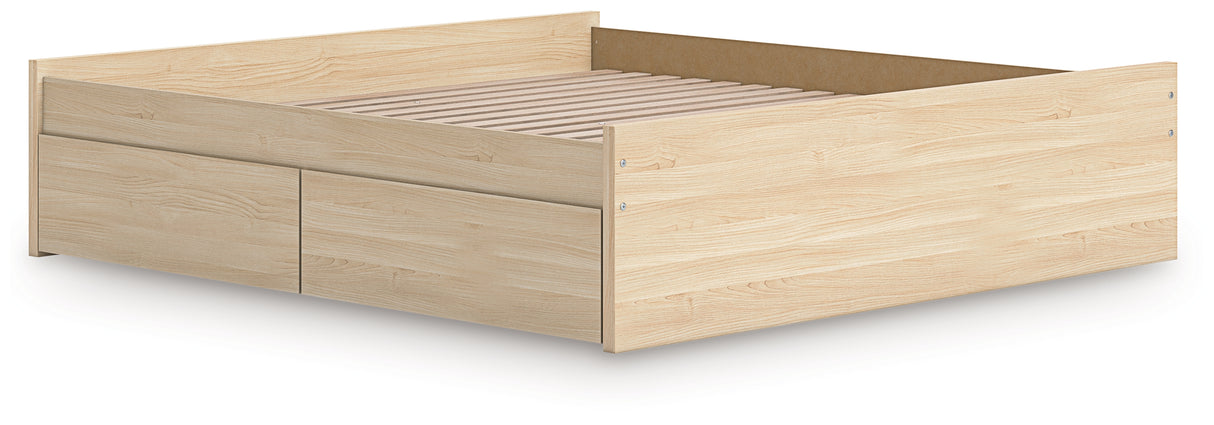 Onita Natural King Platform Bed with 1 Side Storage from Ashley Furniture - Luna Furniture