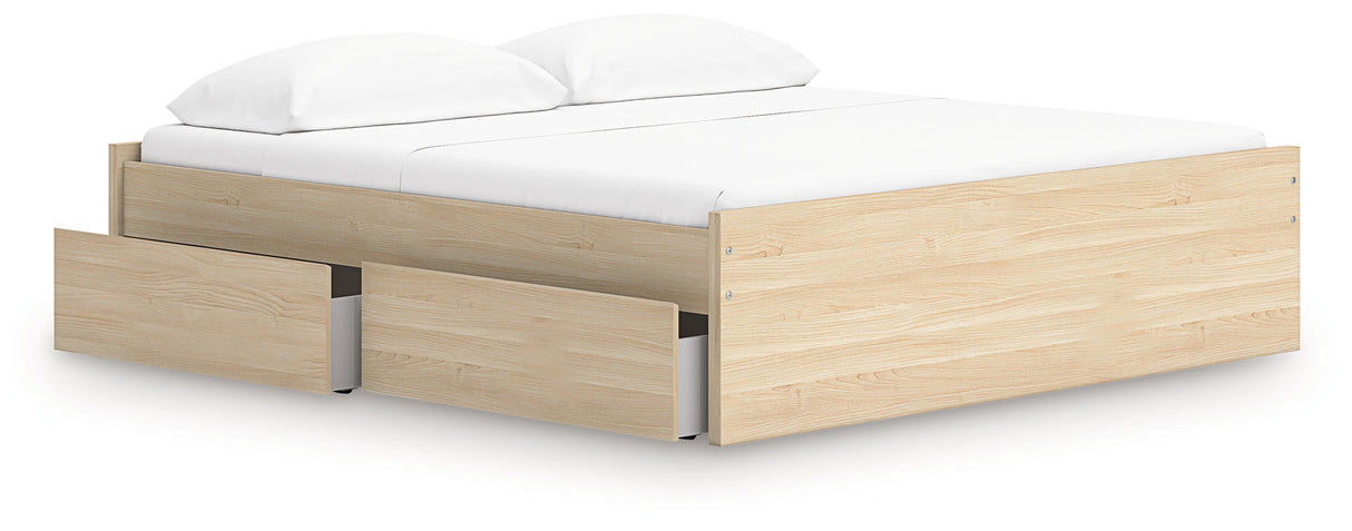 Onita Natural King Platform Bed with 1 Side Storage from Ashley Furniture - Luna Furniture