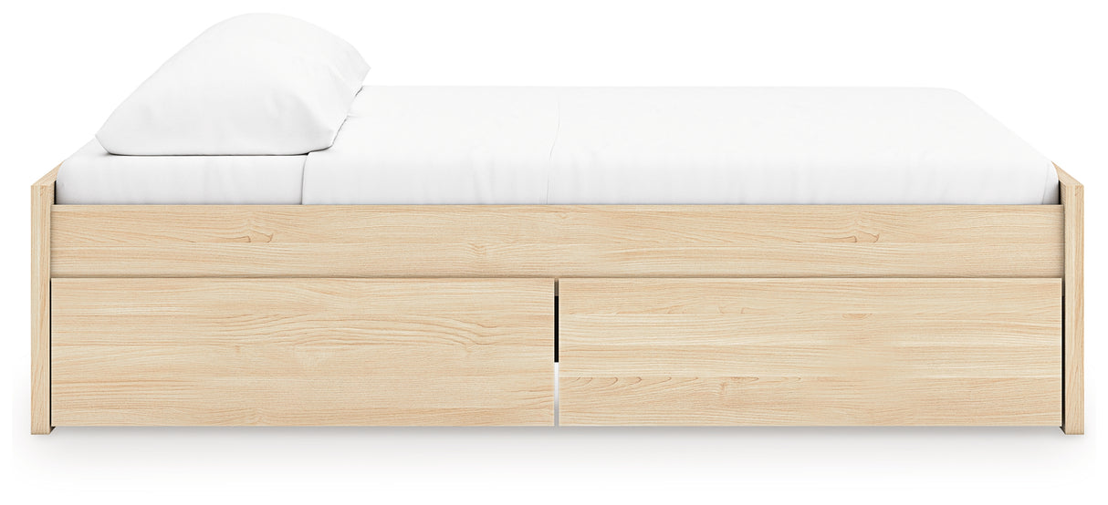 Onita Natural King Platform Bed with 1 Side Storage from Ashley Furniture - Luna Furniture