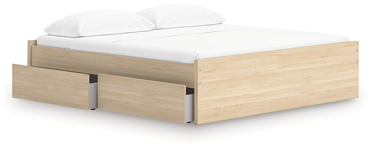 Onita Natural King Platform Bed with 2 Side Storage from Ashley - Luna Furniture
