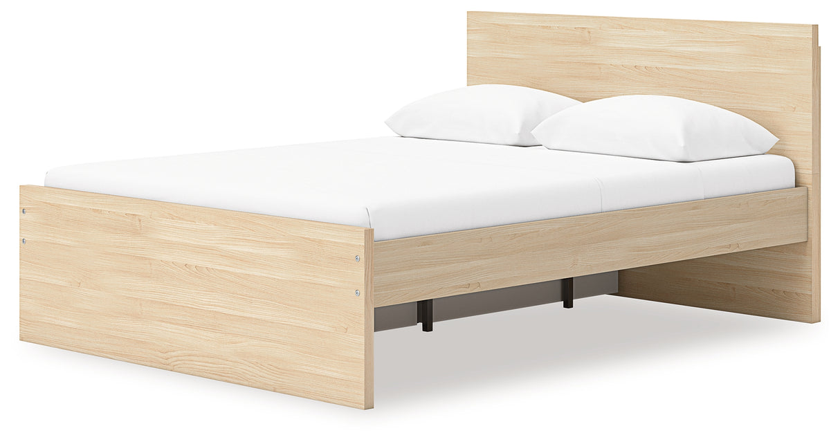 Onita Natural Queen Panel Platform Bed with 1 Side Storage from Ashley Furniture - Luna Furniture