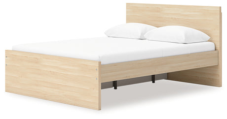 Onita Natural Queen Panel Platform Bed with 1 Side Storage from Ashley - Luna Furniture