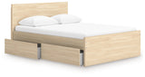 Onita Natural Queen Panel Platform Bed with 1 Side Storage from Ashley Furniture - Luna Furniture