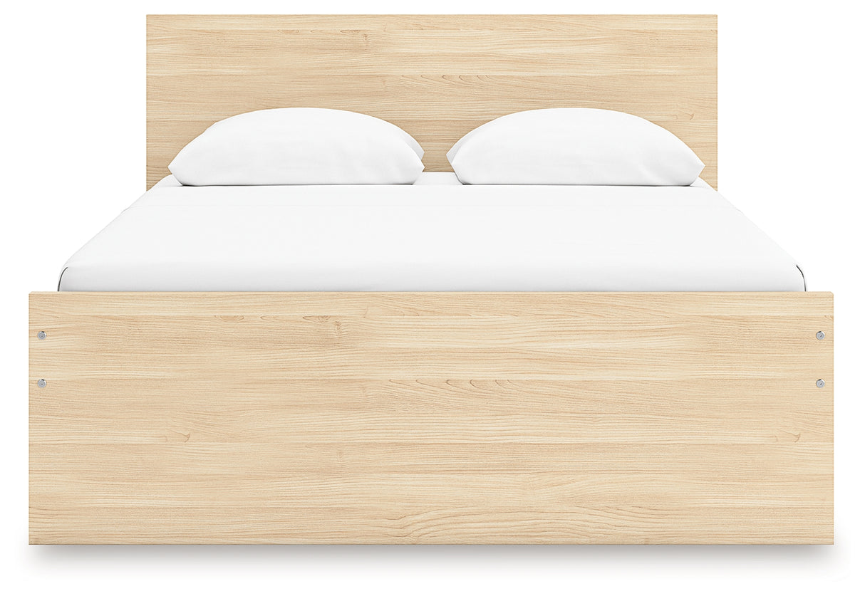 Onita Natural Queen Panel Platform Bed with 1 Side Storage from Ashley Furniture - Luna Furniture
