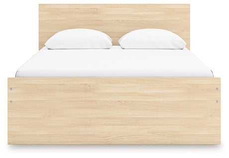 Onita Natural Queen Panel Platform Bed with 1 Side Storage from Ashley - Luna Furniture