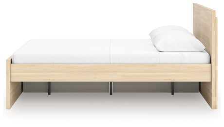 Onita Natural Queen Panel Platform Bed with 1 Side Storage from Ashley - Luna Furniture